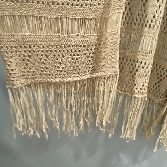 NWT Michael Kors Crochet Fringe Hem Cardigan - Tan XL - Picture 4 of 9